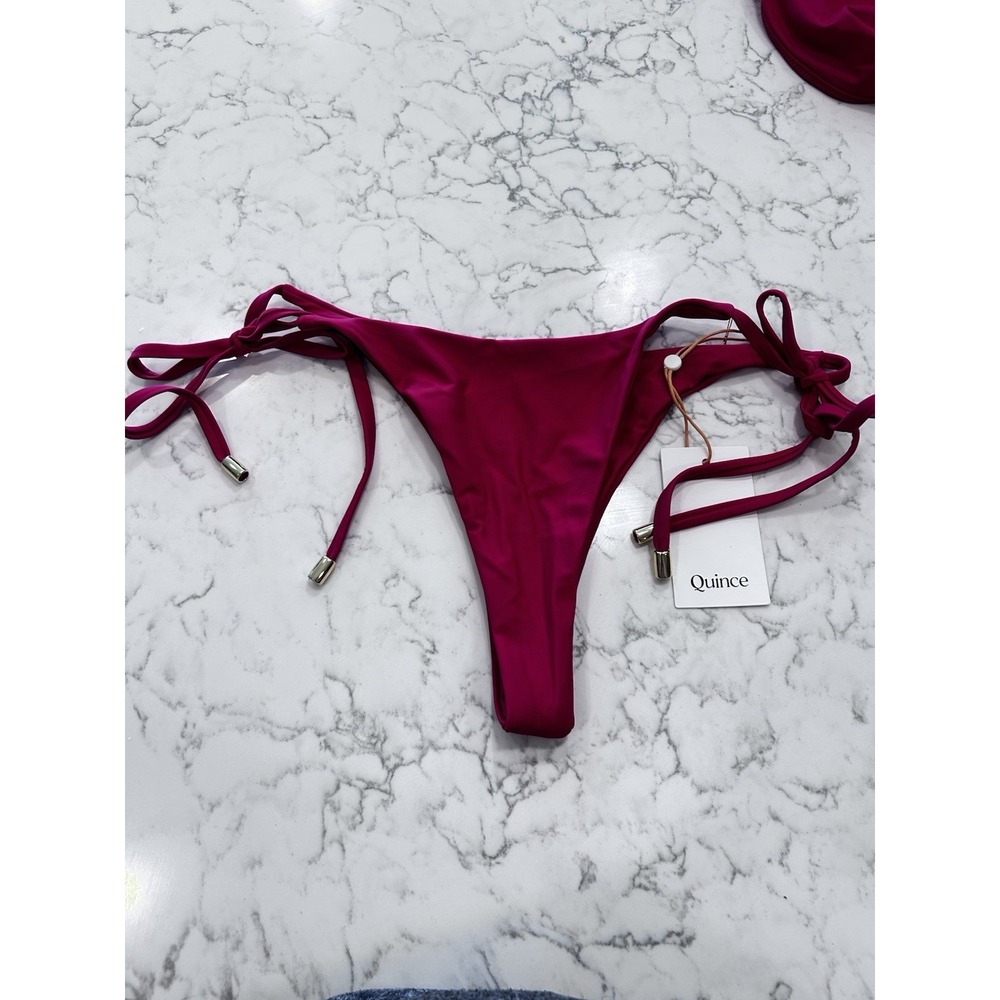 NWT Quince Berry Italian Adjustable Side-Tie Bikini Bottom Size Large